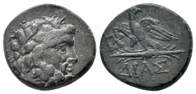 BITHYNIA.(95-70 BC).AE.Dia.

Obv : Laureate head of Zeus right.

Rev : ΔΙΑΣ.
Eagle standing left on thunderbolt, head right; monogram to left.
SNG BM ...