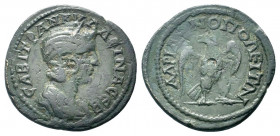 THRACE.Hadrianopolis.Tranquillina (241-244 AD). AE.

Obv : ϹΑΒΙ ΤΡΑΝΚΥΛΛƐΙΝΑ ϹƐΒ.
Diademed and draped bust of Tranquillina, right.

Rev : ΑΔΡΙΑΝΟΠΟΛƐΙ...