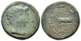 IONIA, Ephesus. Livia (Augusta), Augustus (27 BC-14 AD ). Ae.

Obv: Jugate busts of Augustus (laureate) and Livia right.

Rev: ΑΡΧΙΕΡΕΥΣ ΑΣΚΛΑΣ ΕΦΕ ΝΙ...