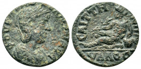 LYDIA, Saitta. Tranquillina (Augusta, 241-244).

Obv: ΦΟΥΡ ΤΡΑΝΚΥΛΛƐΙΝΑ ϹΑ.
Diademed and draped bust of Tranquillina right.
Rev: ϹΑΙΤΤΗΝΩΝ ΥΛΛΟϹ.
Rive...