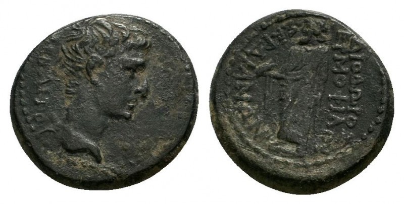 LYDIA. Sardes. Augustus (27 BC-AD 14). Ae.

Obv: ΣEBAΣTOY.
Bare head right.
Rev:...