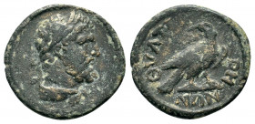LYDIA, Thyatira. Pseudo-autonomous, time of Commodus (?). Ae.

Obv: Laureate-headed bust of Heracles wearing lion-skin around neck, right.
Rev: ΘVΑ...