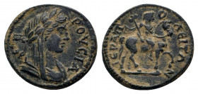 PHRYGIA. Hierapolis. Pseudo-autonomous (2nd-3rd centuries). Ae.
 
Obv: ΓЄΡΟVСΙΑ. 
Laureate, veiled and draped bust of Gerousia right. 
Rev: ΙЄΡΑΠΟΛЄΙΤ...