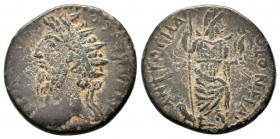 PISIDIA. Antioch.Commodus (177-180). Ae.ANTONINVS COMMODVS, left / COLoNEIAE ANTIOCHAE, Mên standing with foot on bucranium, facing, head, r., wearing...