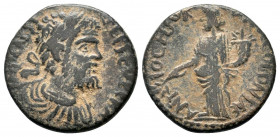 PISIDIA. Antiochia. Septimius Severus (193-211). Ae.SEVERVS PIVS AVG. Laureate head right / ANTIOCH GENI COL CAES. Genius standing left, holding branc...