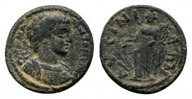 PISIDIA. Lysinia. Caracalla (198-217). Ae. 

Obv: AV K M A ANTΩNЄINOC. 
Laureate and cuirassed bust right. 
Rev: ΛVCINIЄΩN. 
Tyche standing left, hold...