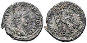 SYRIA.Seleucis and Pieria.Philip I.244-249 AD.AR Billon Tetradrachm.ΑΥΤΟΚ Κ Μ ΙΟΥΛΙ ΦΙΛΙΠΠΟϹ ϹƐΒ; laureate, draped and cuirassed bust of Philip I to r...