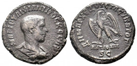 SYRIA.Seleucis and Pieria.Antioch.Philip I.244-249 AD.AR Billon Tetradrachm.ΜΑΡ ΙΟΥΛΙ ΦΙΛΙΠΠΟϹ ΚƐϹΑΡ; bare-headed and draped bust of Philip II, right ...