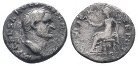 VESPASIAN.69- 79 AD.Rome mint.AR Denarius.IMP CAESAR VESPASIANVS AVG, laureate head of Vespasian to right / COS ITER TR POT, Pax seated left, holding ...