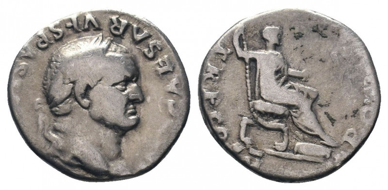 VESPASIAN.69- 79 AD.Rome mint.AR Denarius.IMP CAESAR VESPASIANVS AVG, laureate h...