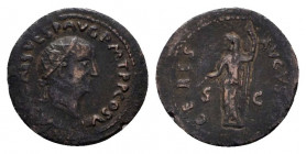 TITUS (79-81 AD). Dupondius. Ae. Rome. 

Obv: IMP T CAES VESP AVG P M TR P COS VIII. 
Radiate head of Titus to right. 
Rev: CERES AVGVSTI / S - C 
Cer...