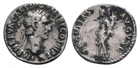 NERVA (96-98). Denarius. Rome.

Obv: IMP NERVA CAES AVG P M TR P COS III P P.
Laureate head right.
Rev: AEQVITAS AVGVST.
Aequitas standing left with c...