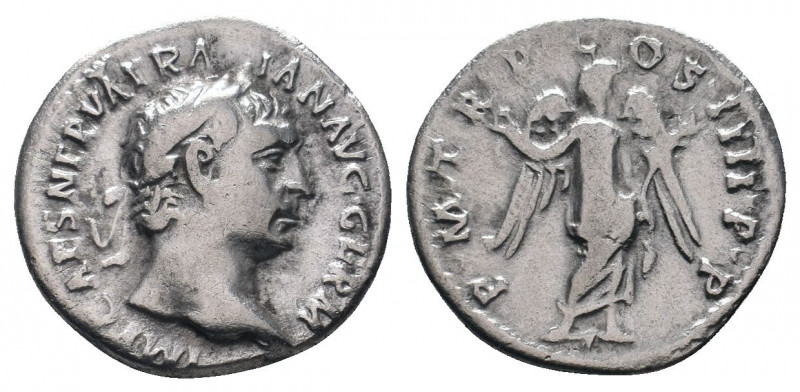TRAJAN.98-117 AD.Rome mint.AR Denarius.IMP CAES NERVA TRAIAN AVG GERM Laureate h...