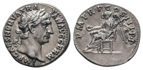 TRAJAN.98 - 117 AD.Rome Mint.AR Denarius.IMP CAES NERVA TRAIAN AVG GERM: Head of Trajan, laureate, right / P M TR P COS III P P: Concordia, draped, se...