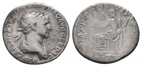 TRAJAN.98-117 AD.Rome mint.AR Denarius.IMP CAES NER TRAIANO OPTIMO AVG GER DAC: Bust of Trajan, laureate, draped, right / P M TR P COS VI P P S P Q R ...