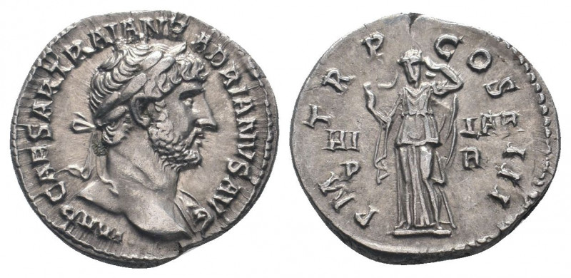 HADRIAN. 117-138 AD.Rome mint. AR Denarius.IMP CAESAR TRAIAN HADRIANVS AVG Laure...