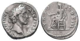 ANTONINUS PIUS.138-161 AD.Rome mint.AR Denarius.ANTONINVS AVG PIVS P P: Head of Antoninus Pius, laureate, right / TR POT COS III: Clementia, draped, s...