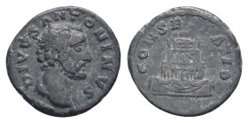 DIVUS ANTONINUS PIUS (Died 161). Denarius. Rome. Struck under Marcus Aurelius.

Obv: DIVVS ANTONINVS.
Bareheaded bust right, with slight drapery.
Rev:...