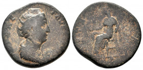 DIVA FAUSTINA.134-138 AD.Rome mint.AE Sestertius.DIVA FAVSTINA, bust of Faustina I, draped, right, hair elaborately waved and coiled in bands across h...
