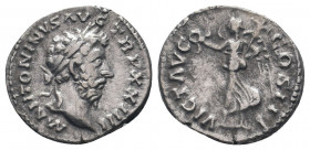 MARCUS AURELIUS.161 – 180 AD.Rome mint.AR Denarius.M ANTONINVS AVG TR P XXIIII: Head of Marcus Aurelius, laureate, right / VICT AVG COS III: Victory, ...