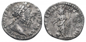 MARCUS AURELIUS.161-180 AD.Rome mint.AR Denarius.M ANTONINVS AVG ARM PARTH MAX; laureate head of Marcus Aurelius / TR P XXI IMP IIII COS III; Providen...