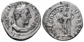 MACRINUS. (217-218 AD). Denarius. Rome.

Obv : IMP C M OPEL SEV MACRINVS AVG.
Bust of Macrinus, laureate, long bearded, cuirassed, right.

Rev : IOVI ...