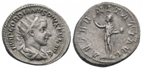 GORDIAN III.238-244 AD. Rome mint.AR Antoninianus.IMP GORDIANVS PIVS FEL AVG, bust of Gordian III, radiate, draped, cuirassed, right / AETERNITATI AVG...