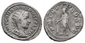 GORDIAN III.238-244 AD. Rome mint.AR Antoninianus.IMP CAES M ANT GORDIANVS AVG, bust of Gordian III, radiate, draped, cuirassed, right / P M TR P II C...