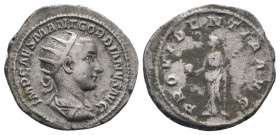 GORDIAN III.238-244 AD. Rome mint.AR Antoninianus.IMP CAES M ANT GORDIANVS AVG, bust of Gordian III, radiate, draped, cuirassed, right / PROVIDENTIA A...
