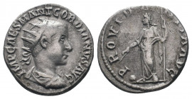 GORDIAN III.238-244 AD.Antioch mint.AR Antoninianus.IMP CAES M ANT GORDIANVS AVG, Bust of Gordian III, radiate, draped, cuirassed, right / PROVIDENTIA...