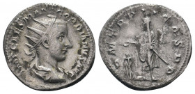 GORDIAN III.238-244 AD. Rome mint.AR Antoninianus.IMP CAES M ANT GORDIANVS AVG, bust of Gordian III, radiate, draped, cuirassed, right / P M TR P II C...
