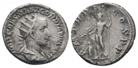 GORDIAN III.238-244 AD. Rome mint.AR Antoninianus.IMP CAES M ANT GORDIANVS AVG, bust of Gordian III, radiate, draped, cuirassed, right / P M TR P II C...