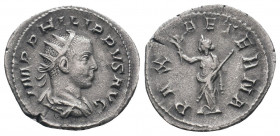 PHILIP I.244-249 AD.Rome Mint.AR Antoninianus.IMP PHILIPPVS AVG, bust of Philip II, radiate, draped, cuirassed, righ / PAX AETERNA: Pax, draped, stand...