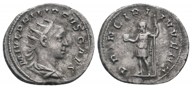 PHILIP II.244-246 AD.Rome Mint.AR Antoninianus.M IVL PHILIPPVS CAES,bust of Phil...