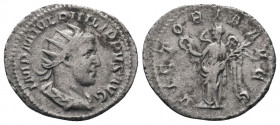 PHILIP I.244-249 AD.Rome Mint.AR Antoninianus.IMP M IVL PHILIPPVS AVG, bust of Philip the Arab, radiate, draped, cuirassed, right / VICTORIA AVGG, Vic...