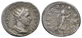 PHILIP I.244-249 AD.Rome Mint.AR Antoninianus.IMP M IVL PHILIPPVS AVG, Bust of Philip the Arab, radiate, draped, cuirassed, right / VICTORIA AVG: Vict...