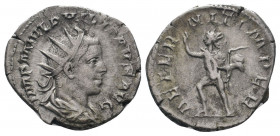 PHILIP I.244-249 AD.Rome Mint.AR Antoninianus.IMP M IVL PHILIPPVS AVG: Bust of Philip II, radiate, draped, cuirassed, right / AETERNIT IMPER: Sol, rad...