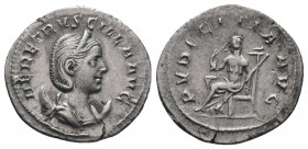 HERENNIA ETRUSCILLA (Augusta, 249-251). Antoninianus. Rome.HER ETRVSCILLA AVG, Bust of Herennia Etruscilla, diademed, draped, on crescent, right / PVD...
