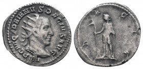 TRAJAN DECIUS.249-251 AD.Rome mint. AR Antoninianus.IMP C M Q TRAIANVS DECIVS AVG, bust of Trajan Decius, radiate, draped, cuirassed, right / DACIA, D...