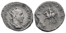 TRAJANUS DECIUS (249-251). Antoninianus. Rome.IMP C M Q TRAIANVS DECIVS AVG, Radiate, draped and cuirassed bust right / ADVENTVS AVG, Emperor on horse...