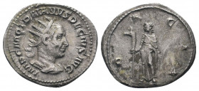TRAJANUS DECIUS (249-251). Antoninianus. Rome.IMP C M Q TRAIANVS DECIVS AVG, Bust of Trajan Decius, radiate, draped, cuirassed, right / DACIA: Dacia, ...