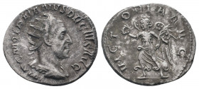 TRAJANUS DECIUS (249-251). Antoninianus. Rome.IMP C M Q TRAIANVS DECIVS AVG, Bust of Trajan Decius, radiate, draped, cuirassed, right / VICTORIA AVG: ...