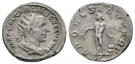 TREBONIANUS GALLUS (252-253). Antoninianus. Rome.IMP CAE C VIB TREB GALLVS AVG: Bust of Trebonianus Gallus, radiate, draped, cuirassed, right / APOLL ...