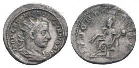 VOLUSİAN ( 253 AD). Antoninianus. Rome. 

Obv: IMP CAE C VIB VOLVSIANO AVG.
Radiate, draped and cuirassed bust right. 
Rev: IVNONI MARTIALI. 
Juno sea...