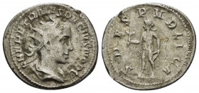 AEMILIAN (253). Antoninianus. Rome.IMP AEMILIANVS PIVS FEL AVG: Bust of Aemilian, radiate, draped, cuirassed, right / SPES PVBLICA: Spes, draped, adva...
