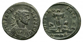 PROBUS (276-282). Antoninianus. Rome.

Obv: IMP PROBVS PF AVG.
Radiate and cuirassed bust right.
Rev: VICTORIA GERM / R (thunderbolt) A.
Trophy; bound...