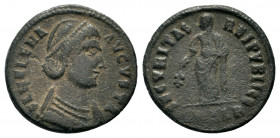 HELENA (Augusta, 324-328/30). Follis. Cyzicus.

Obv: FL HELENA AVGVSTA.
Diademed and draped bust right.
Rev: SECVRITAS REI PVBLICE / SMKA•.
Securitas ...