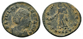 HELENA (Augusta, 324-328/30). Ae. Constantinople. Posthumous issue.

Obv: FL IVL HELENAE AVG.
Diademed and mantled bust right.
Rev: PAX PVBLICA.
Pax s...