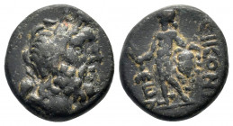 LYCAONIA.Iconium.1st Century BC.AE.

Obverse : Head of Zeus right
Reverse : EIKONIEΩΝ ΗΚ; Perseus standing facing, holdig harpa and head of Medusa
SNG...