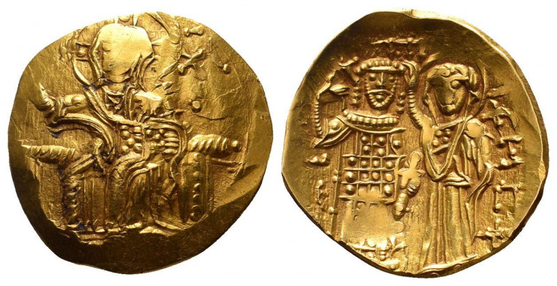 JOHN III Ducas. 1222-1254. Hyperpyron.Christ Pantokrator enthroned facing / John...